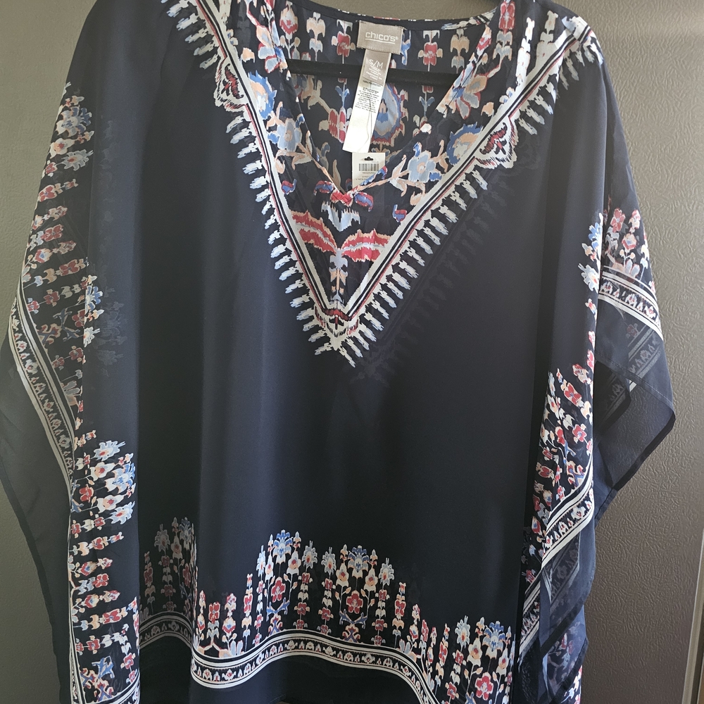 Chico's Navy Floral Tunic